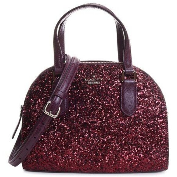 kate spade Handbags - Kate Spade Mini Reiley Laurel Way Glitter Bag Satchel Crossbody in Red Burgundy